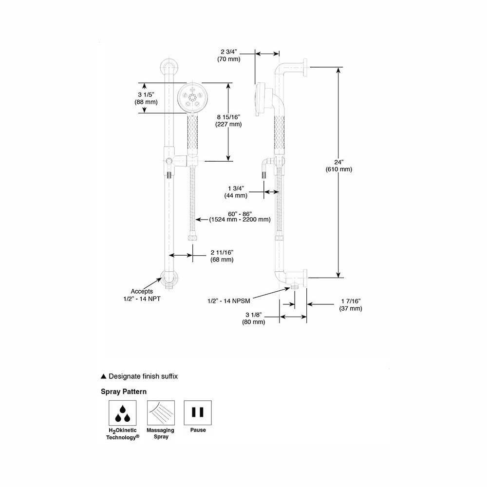 Brizo 85735 Litze Slide Bar Handshower Chrome 2