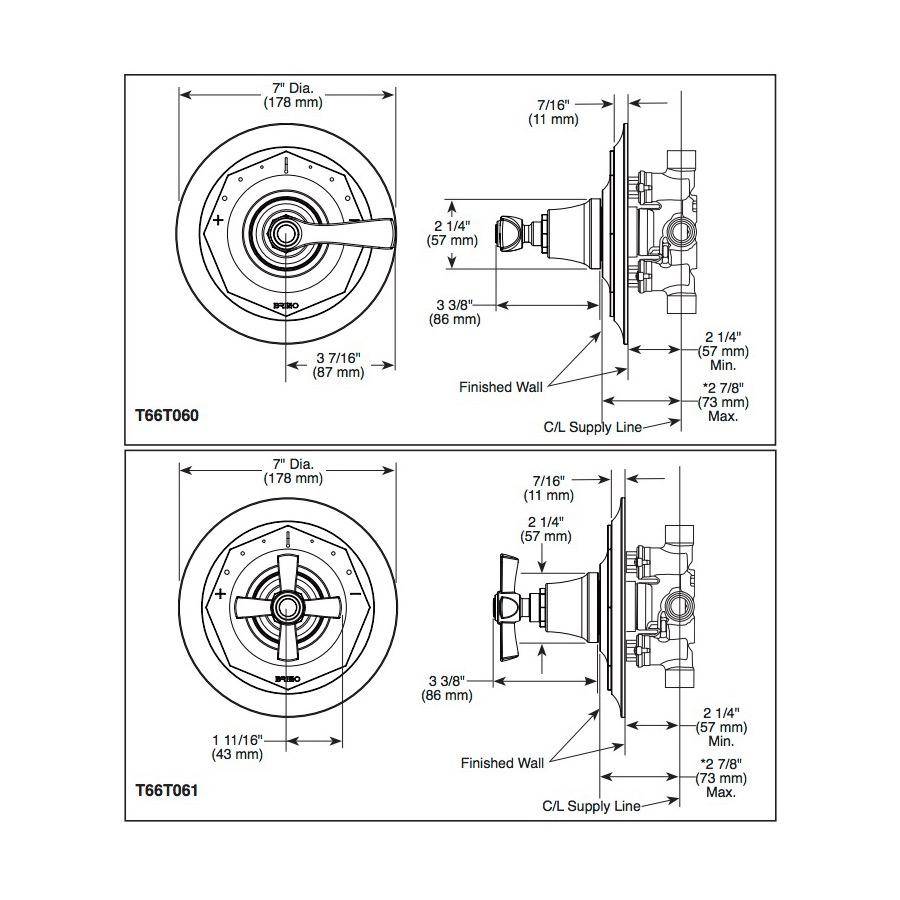 Brizo T66T060 Rook Thermostatic Valve Trim Luxe Nickel Matte Black 2