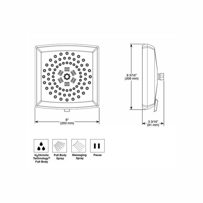 Brizo 87488 Vettis Multifunction Showerhead With H2Okinetic Technology Matte Black 2