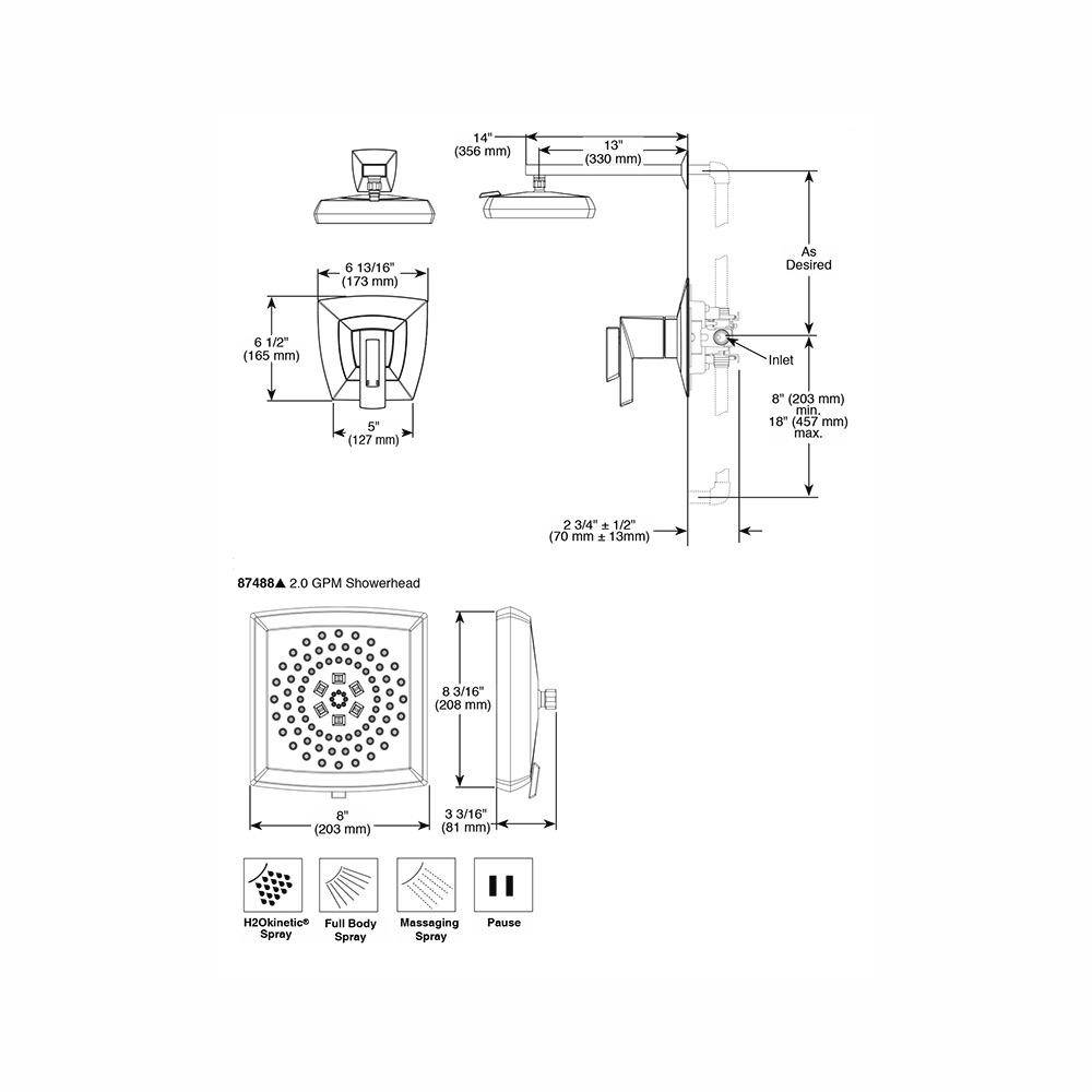 Brizo T60288 Vettis Thermostatic Shower Trim Matte Black 2