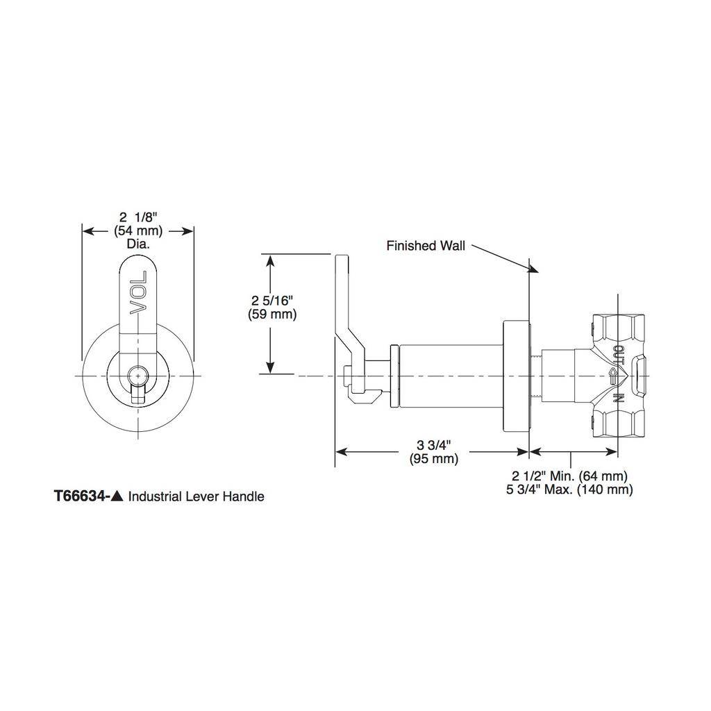 Brizo T66634 Sensori Volume Control Trim Industrial Lever Polished Nickel 2