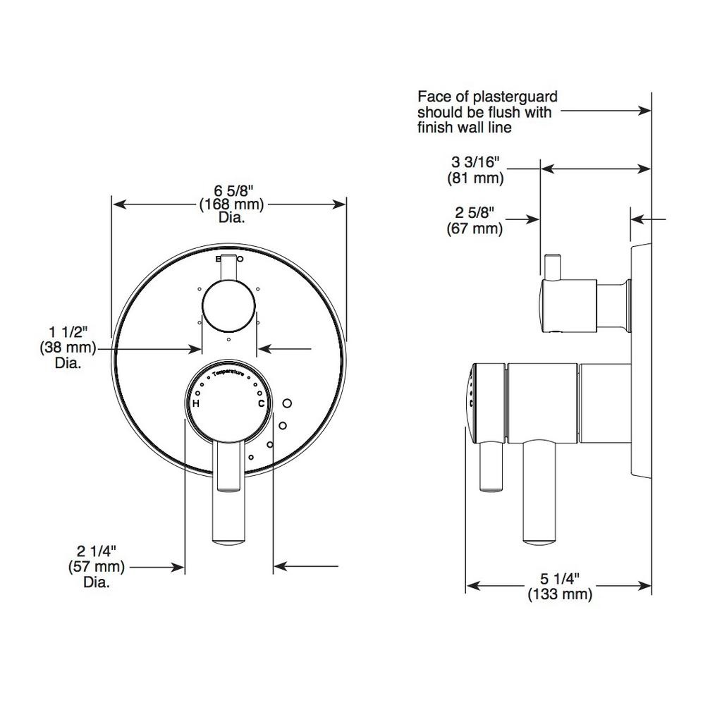 Brizo T75575-BN Odin Tempassure Thermostatic Valve 3 Function Diverter Brushed Nickel 2