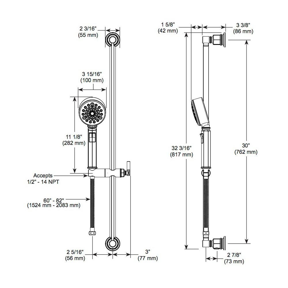 Brizo 88776 Invari H2Okinetic Multi Function Slide Bar Handshower Luxe Steel 2