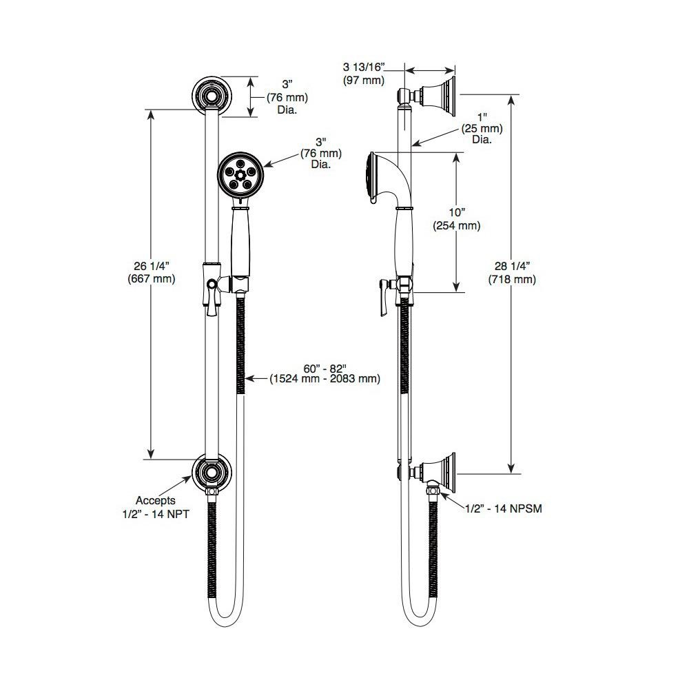 Brizo 88761 Rook Slide Bar With Handshower Luxe Gold 2