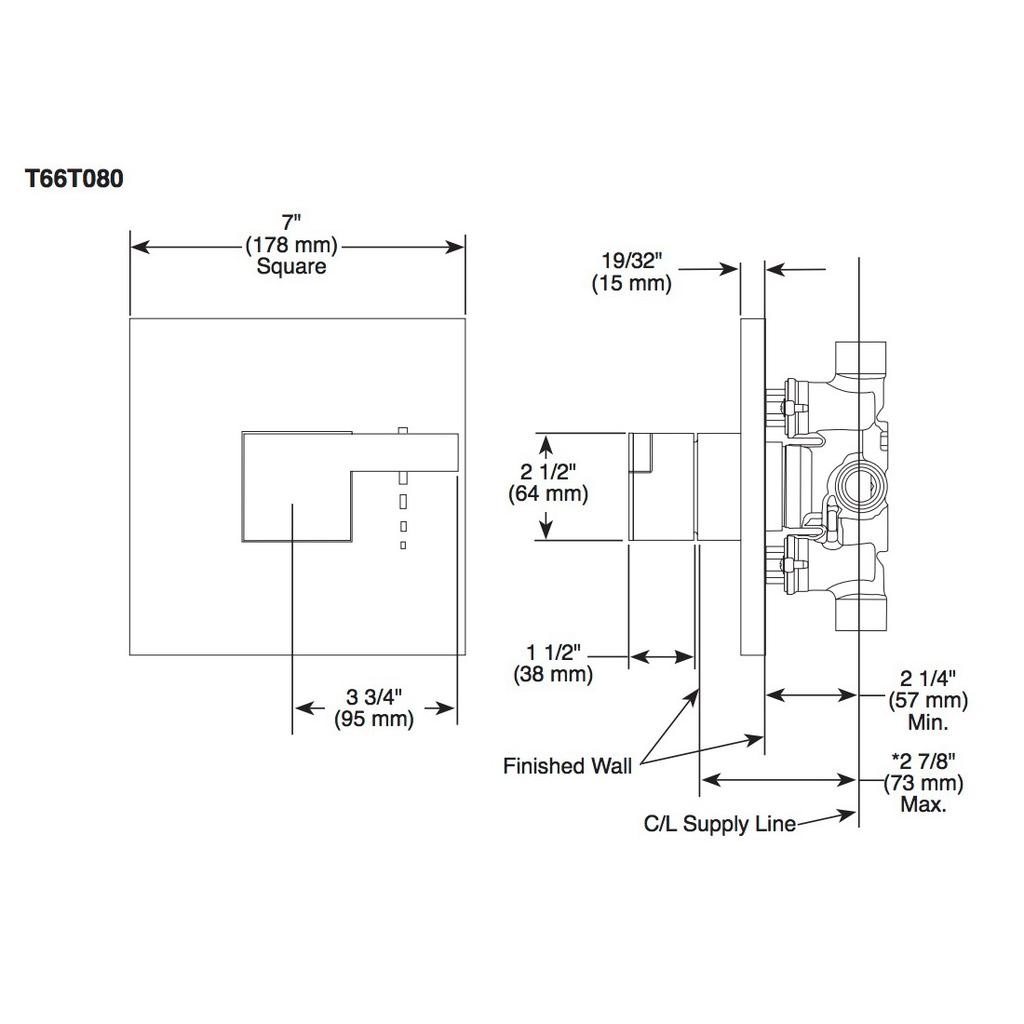 Brizo T66T080 Siderna Temperature Control Trim Matte Black 2