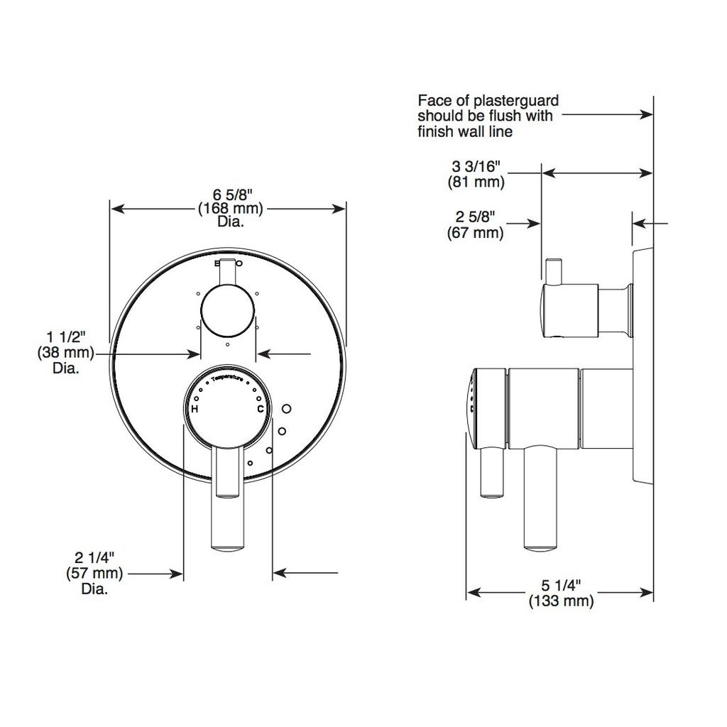 Brizo T75675 Odin Tempassure Thermostatic Valve 6 Function Diverter Chrome 2