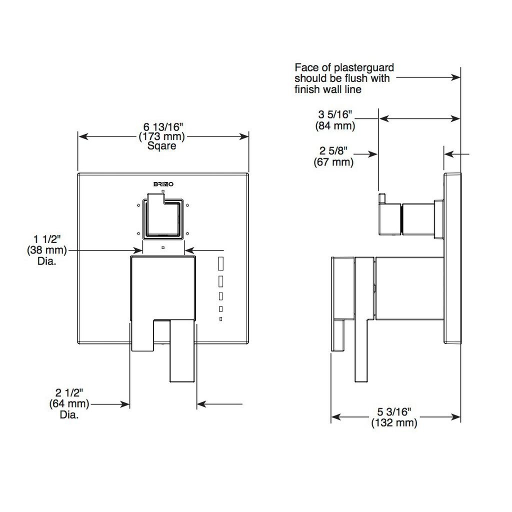 Brizo T75680-BN Siderna Tempassure Thermostatic Valve 6 Function Diverter Brushed Nickel 2