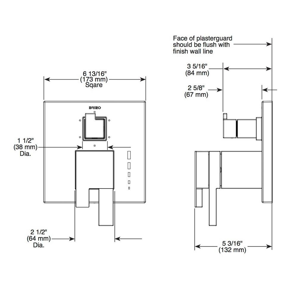 Brizo T75580-BL Siderna Tempassure Thermostatic Valve 3 Function Diverter Matte Black 2