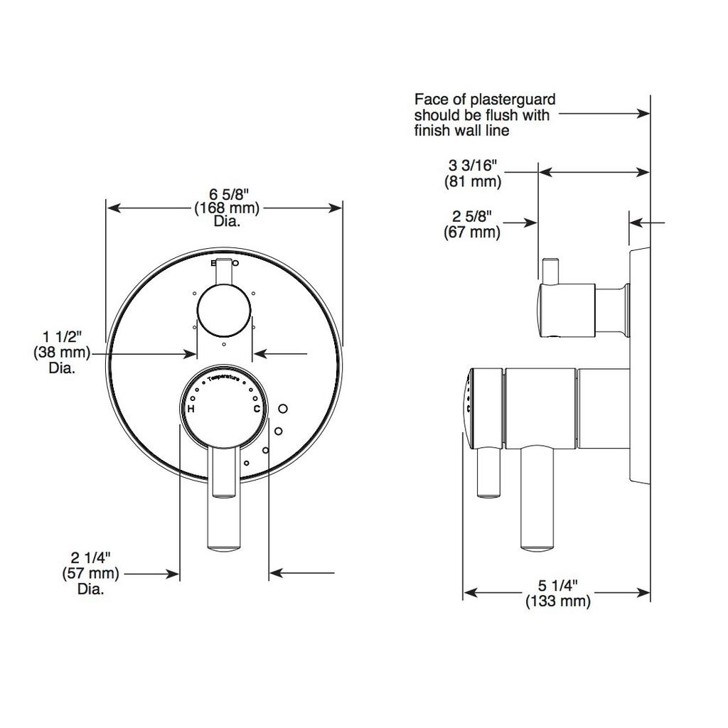 Brizo T75575-BL Jason Wu Tempassure Thermostatic Valve 3 Function Diverter Matte Black 2