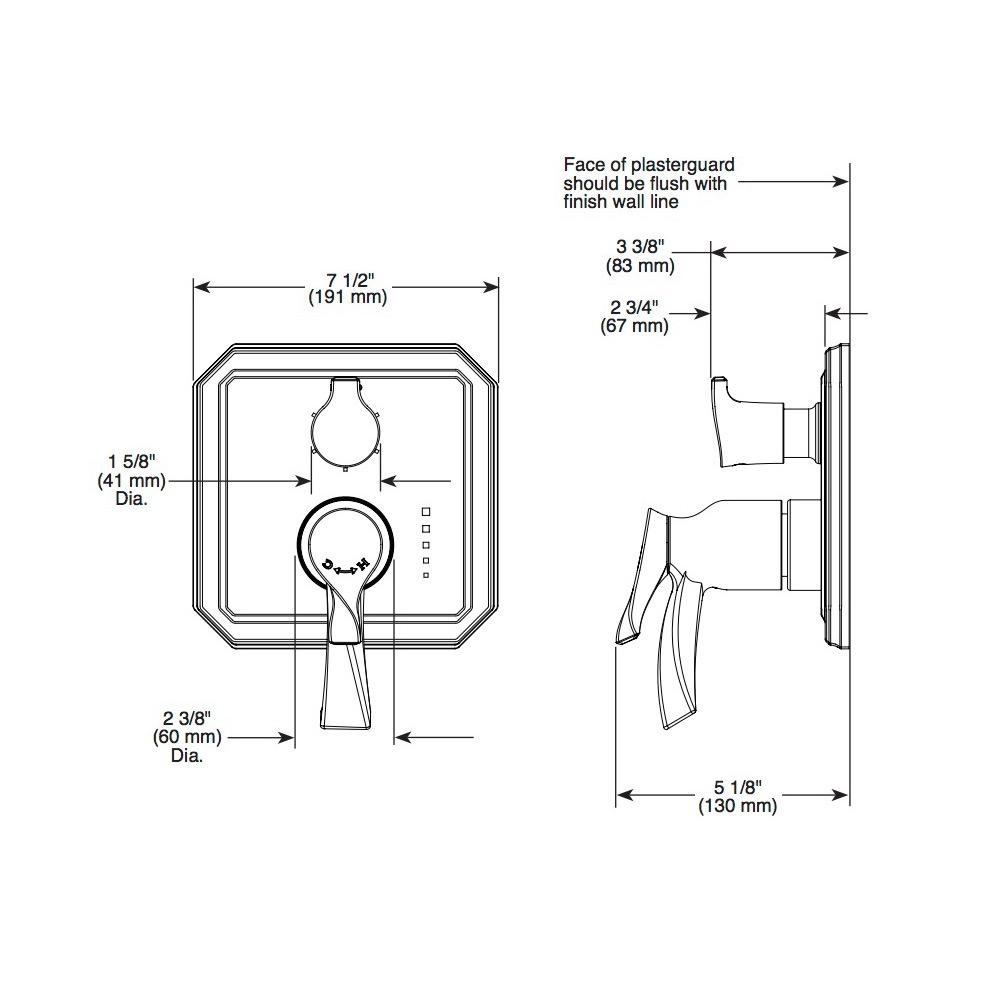 Brizo T75530-PN Virage Tempassure Thermostatic Valve 3 Function Diverter Polished Nickel 2