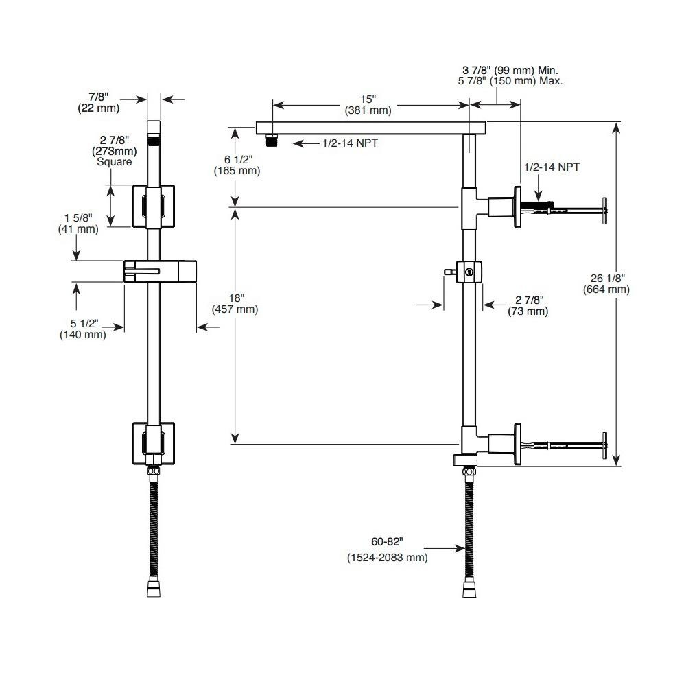 Brizo 80099 Euro Square Shower Column Matte Black 3