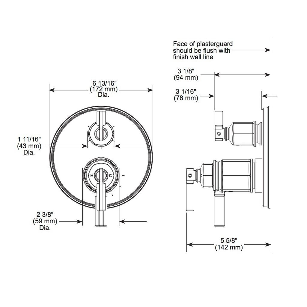 Brizo T75676 Invari Tempassure Thermostatic Valve 6 Function Diverter Chrome 2