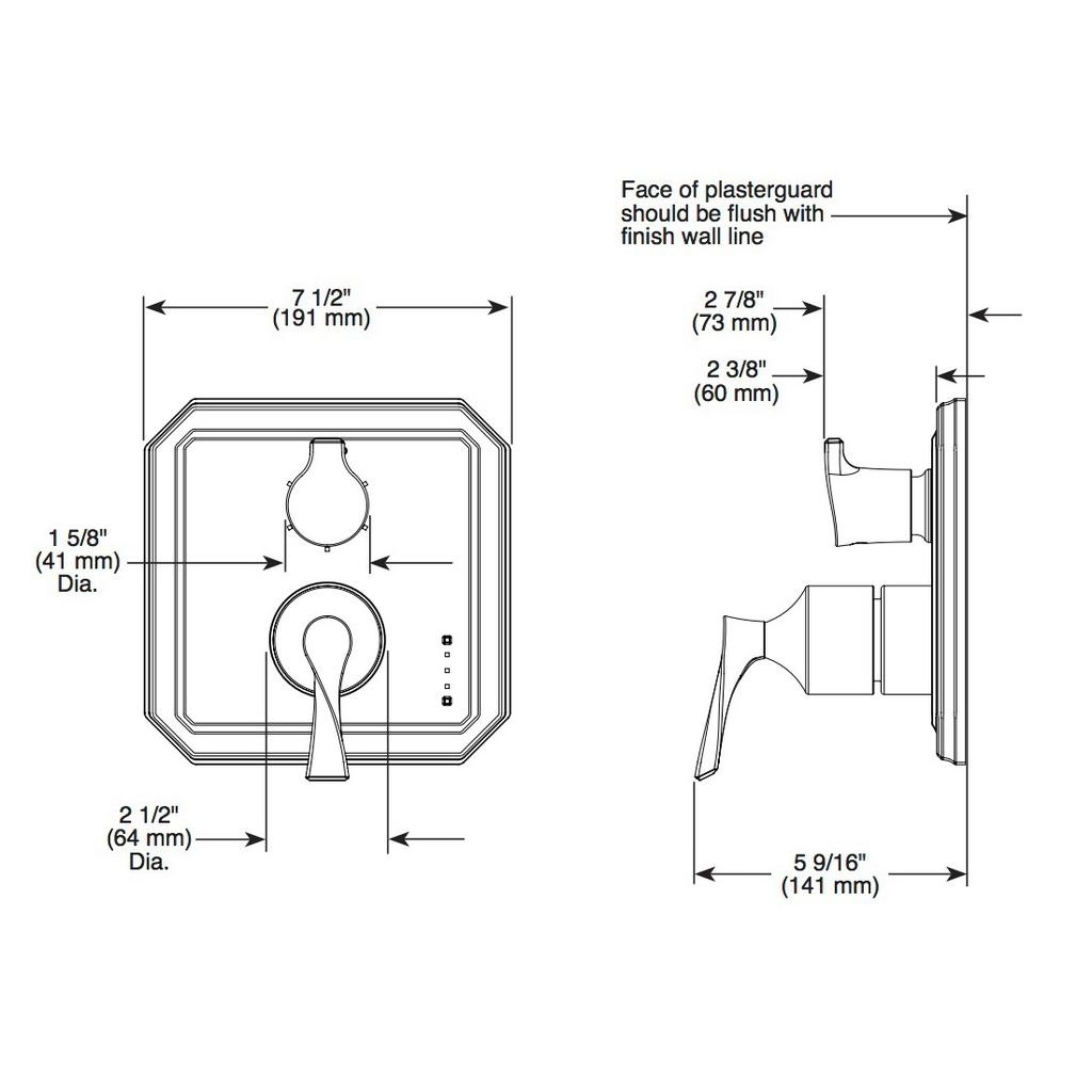 Brizo T75P530 Virage Pressure Balance Valve 3 Function Diverter Trim Polished Nickel 2