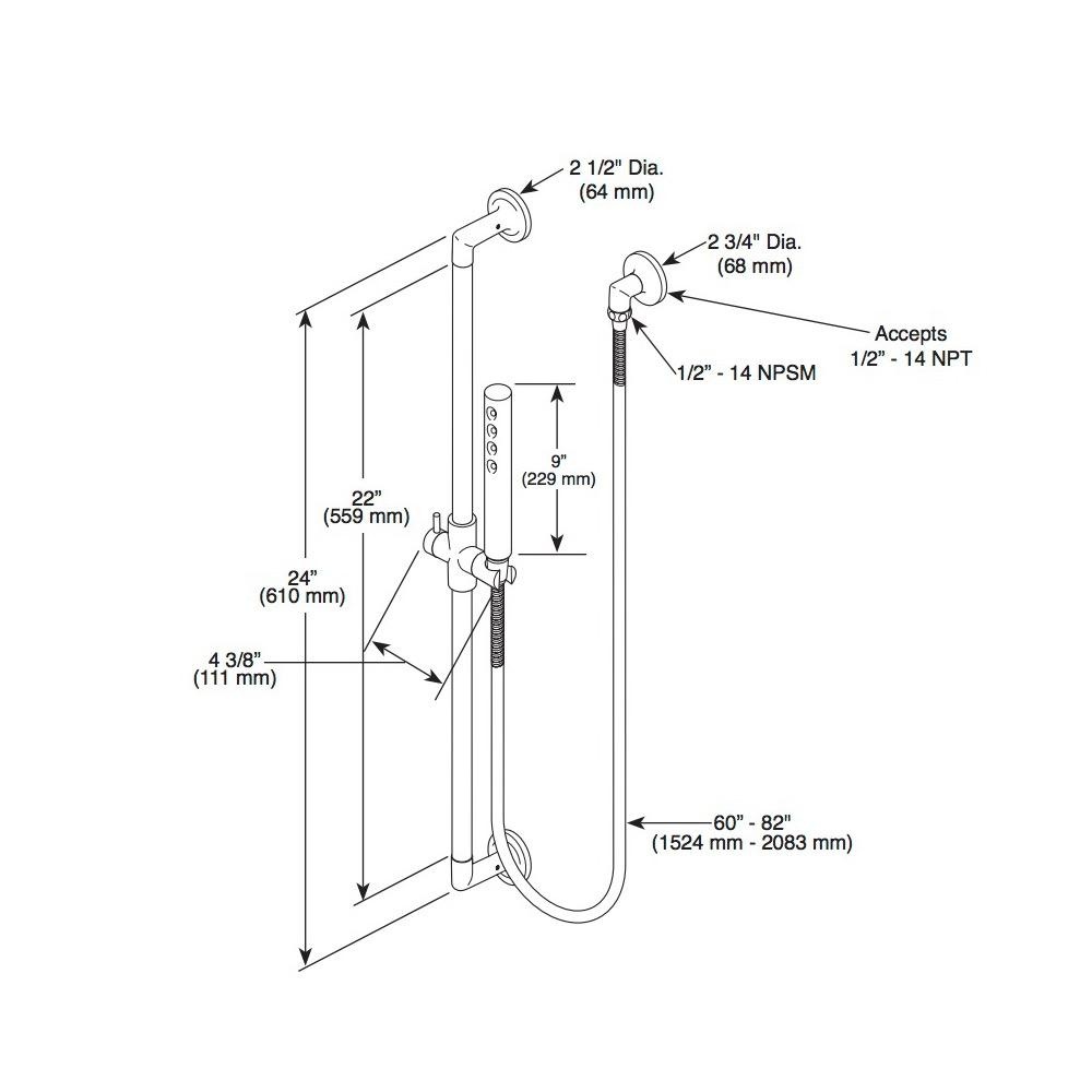 Brizo 88775 Odin Slide Bar With Hand Shower Luxe Gold 2