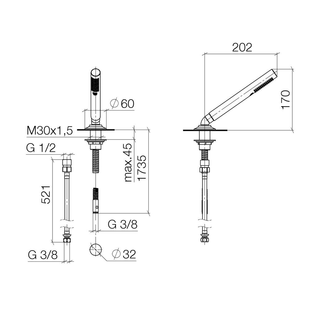 Dornbracht 27702809 Vaia Hand Shower Set Platinum Matte 2