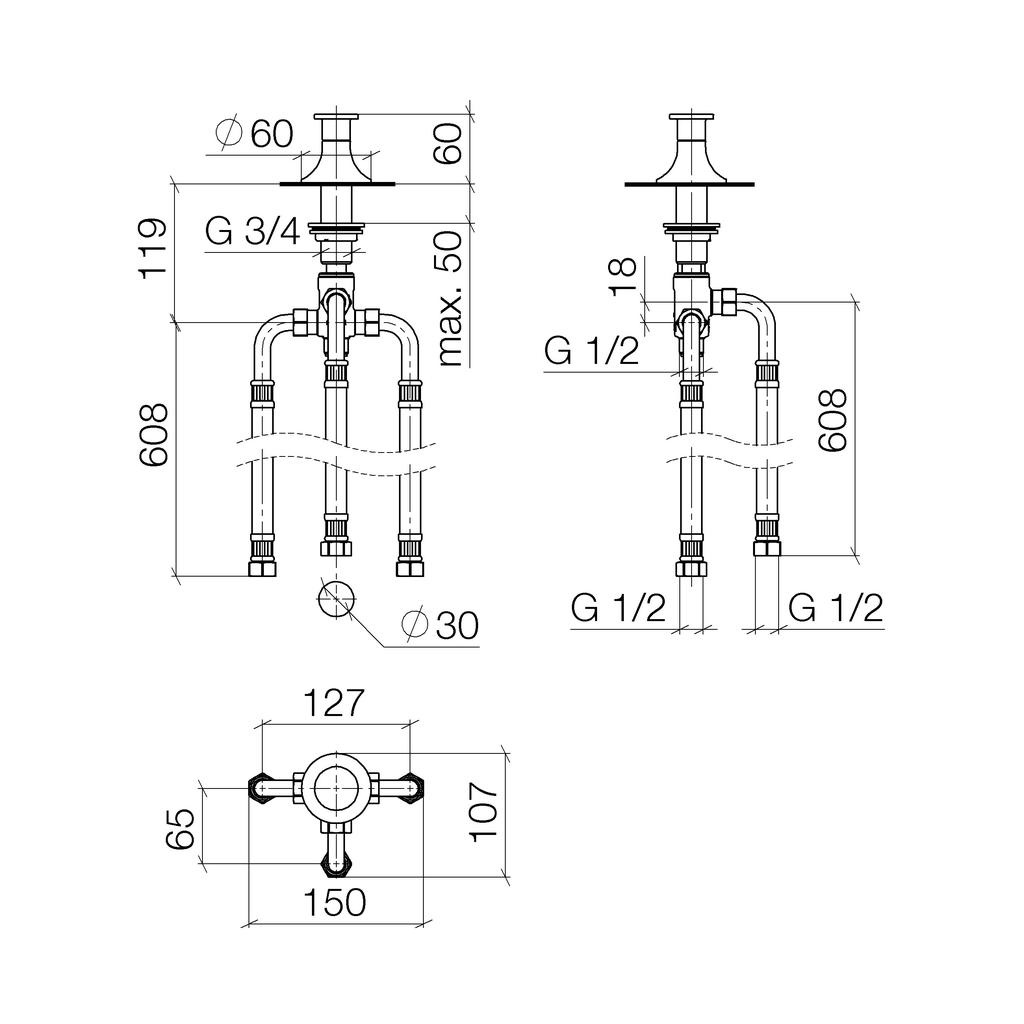 Dornbracht 29140809 Vaia Two And Three Way Diverter Polished Chrome 2