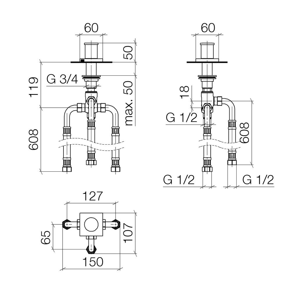 Dornbracht 29140670 Deque Two Way Diverter Platinum 2