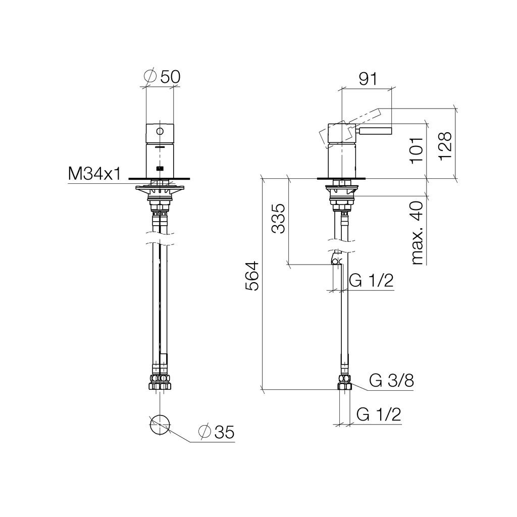 Dornbracht 29300660 Meta.02 Tub Mixer Chrome 2