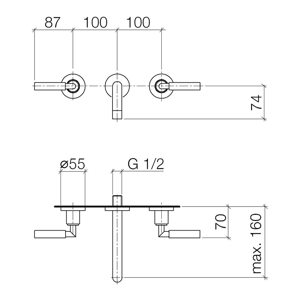 Dornbracht 36707882 Tara Wall Mounted Lavatory Faucet Chrome 2