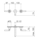 Dornbracht 36707882 Tara Wall Mounted Lavatory Faucet Platinum 2