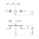 Dornbracht 36712882 Tara Wall Mounted Lavatory Faucet Polished Chrome 2