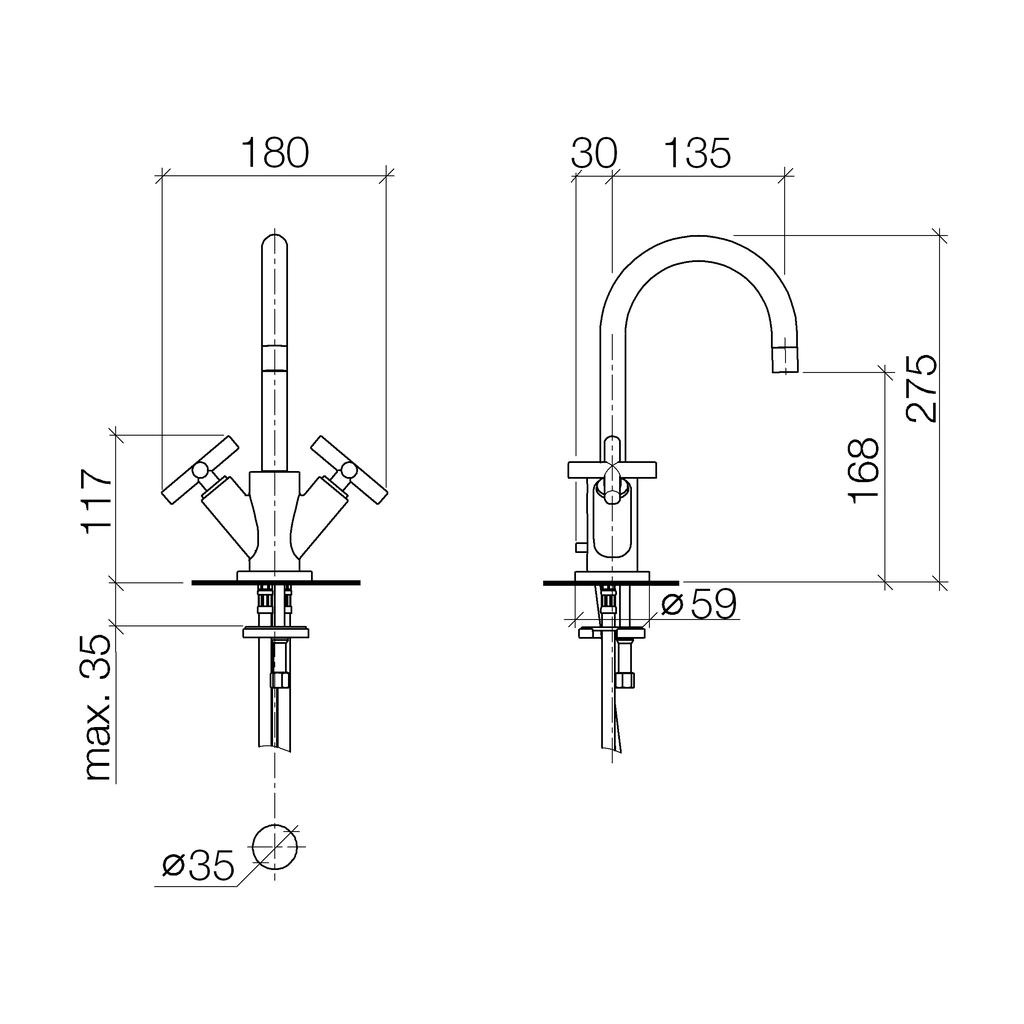 Dornbracht 22512892 Tara Single Hole Faucet Platinum Matte 2