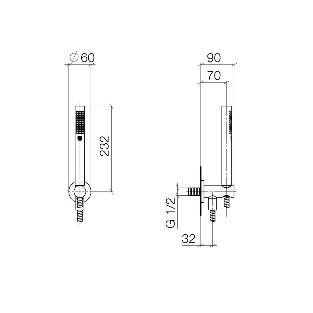 Dornbracht 27802660 Meta.02 Hand Shower Set With Integrated Wall Elbow Black Matte 2