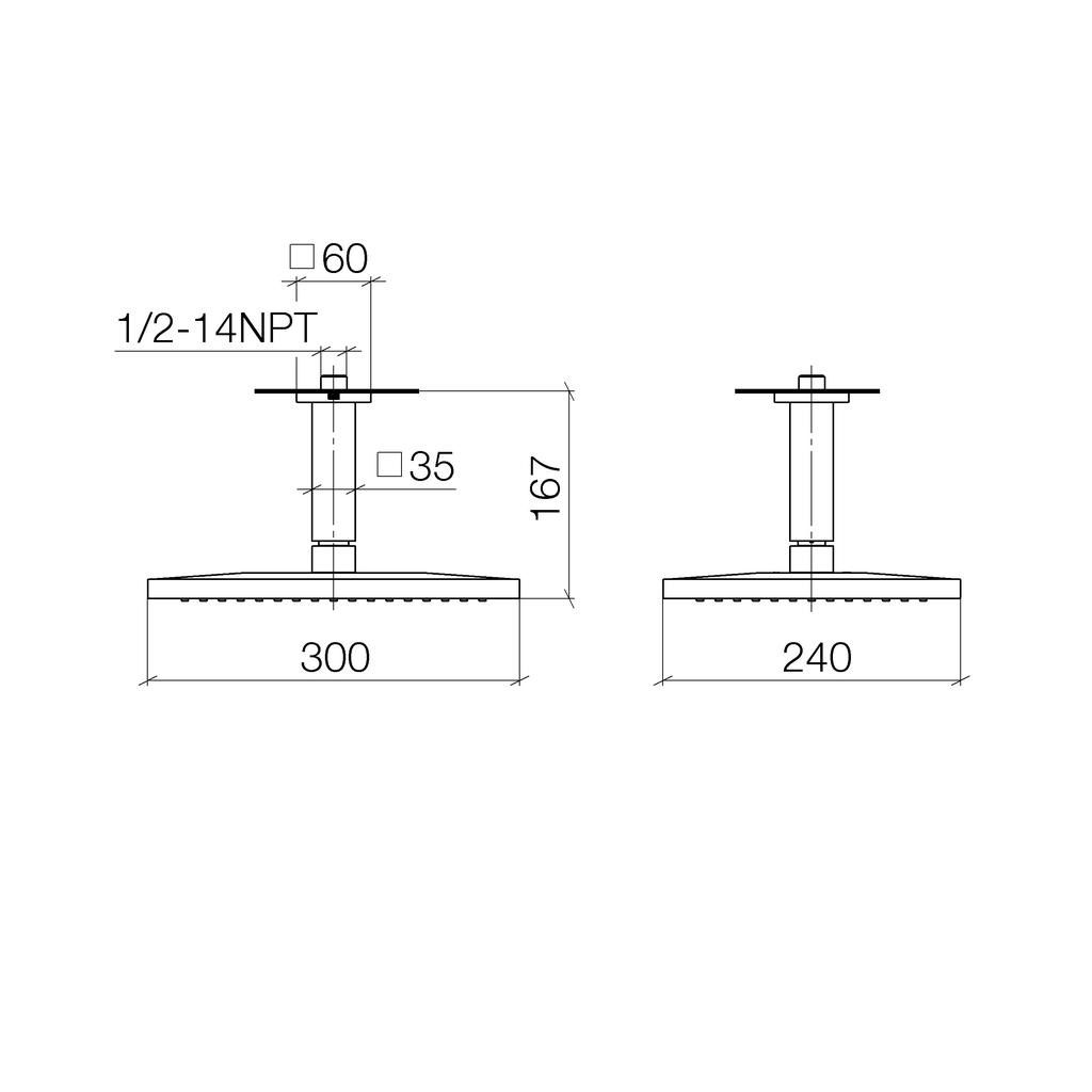 Dornbracht 28775980 Symetrics Ceiling Mounted Rain Shower Platinum Matte 2