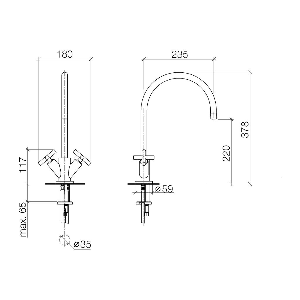 Dornbracht 22815892 Tara Single Hole Faucet Platinum Matte 2