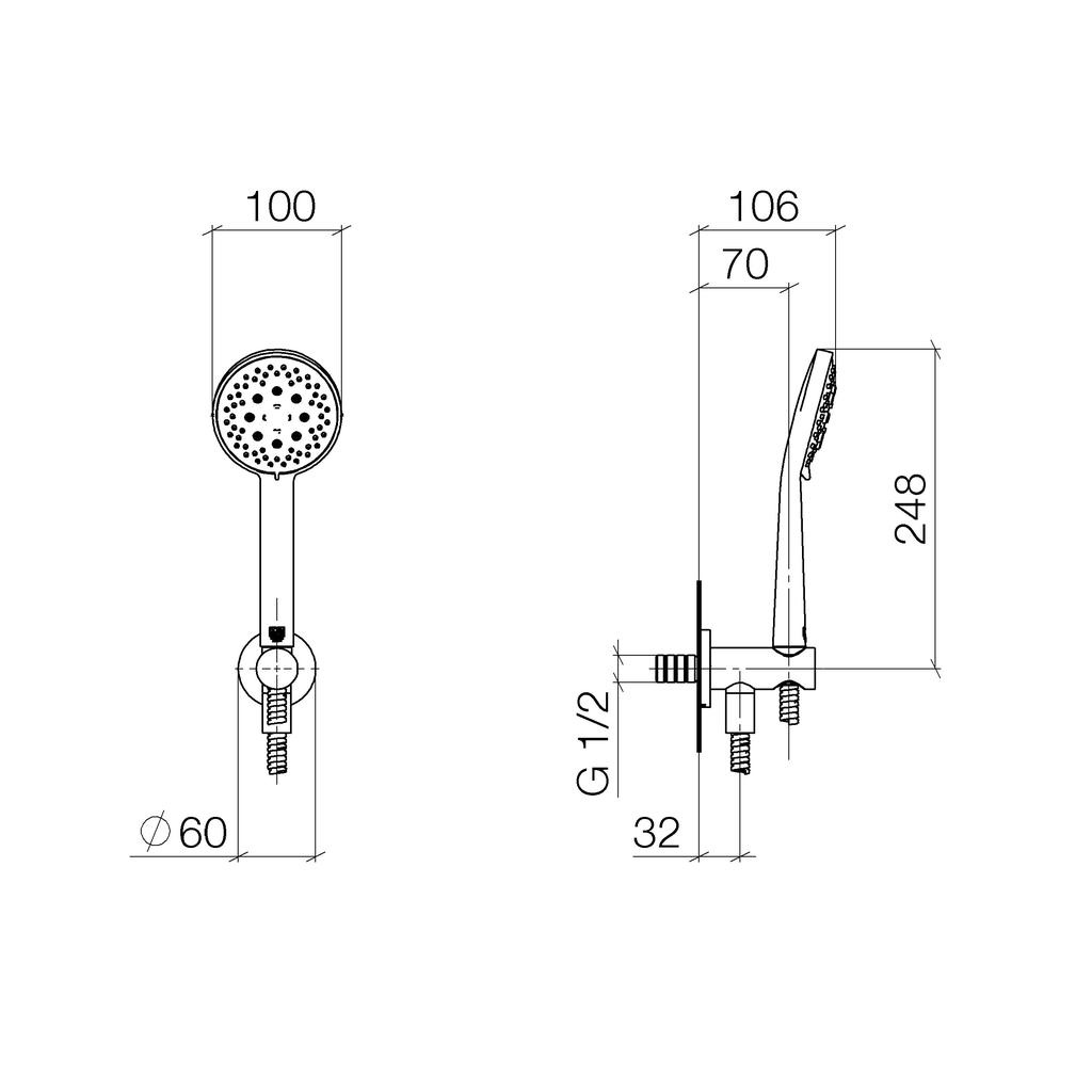 Dornbracht 27803660 Meta.02 Hand Shower Set With Integrated Wall Elbow Platinum Matte 2