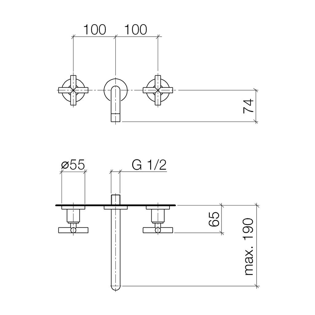 Dornbracht 36712892 Tara Wall Mounted Lavatory Faucet Platinum 2