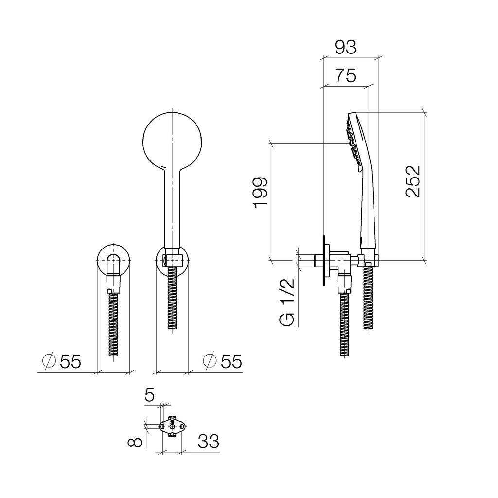 Dornbracht 27803892 Tara Hand Shower Set Platinum Matte 2