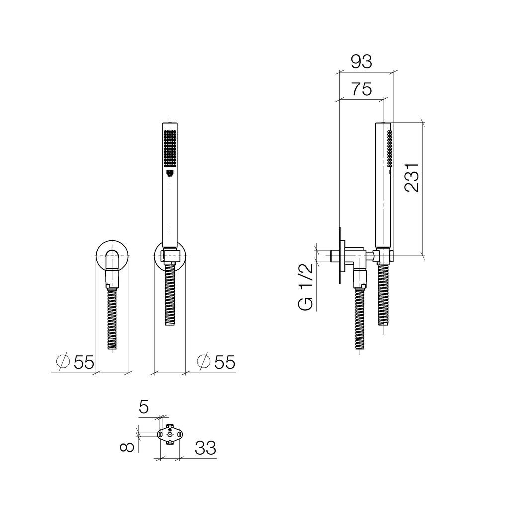 Dornbracht 27802892 Tara Hand Shower Set Platinum Matte 2