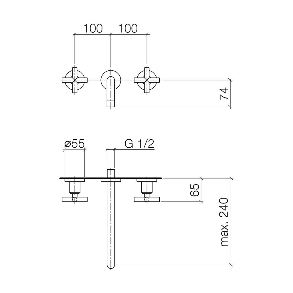 Dornbracht 36717892 Tara Wall Mounted Lavatory Faucet Platinum Matte 2