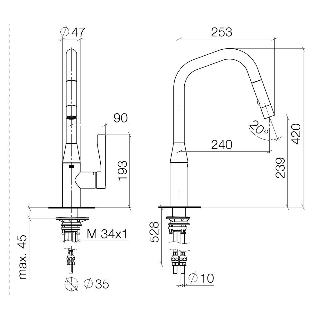 Dornbracht 33875895 Sync Pull Down Kitchen Faucet Chrome 2