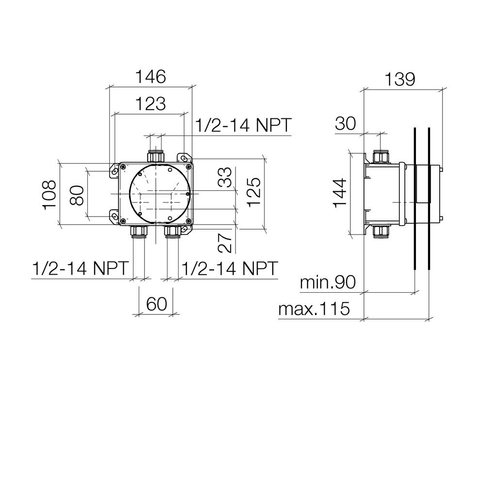 Dornbracht 35741970 Generic Rough Unit Wall With Temperature Control 2