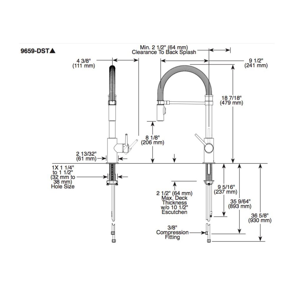 Delta 9659 Trinsic Pro Single Handle Pull Down Kitchen Faucet Spring Spout Chrome 2