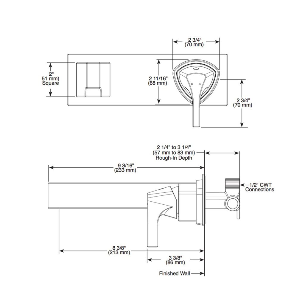 Delta T574LF Zura Single Handle Wall Mount Lavatory Faucet Trim Brilliance Stainless 2