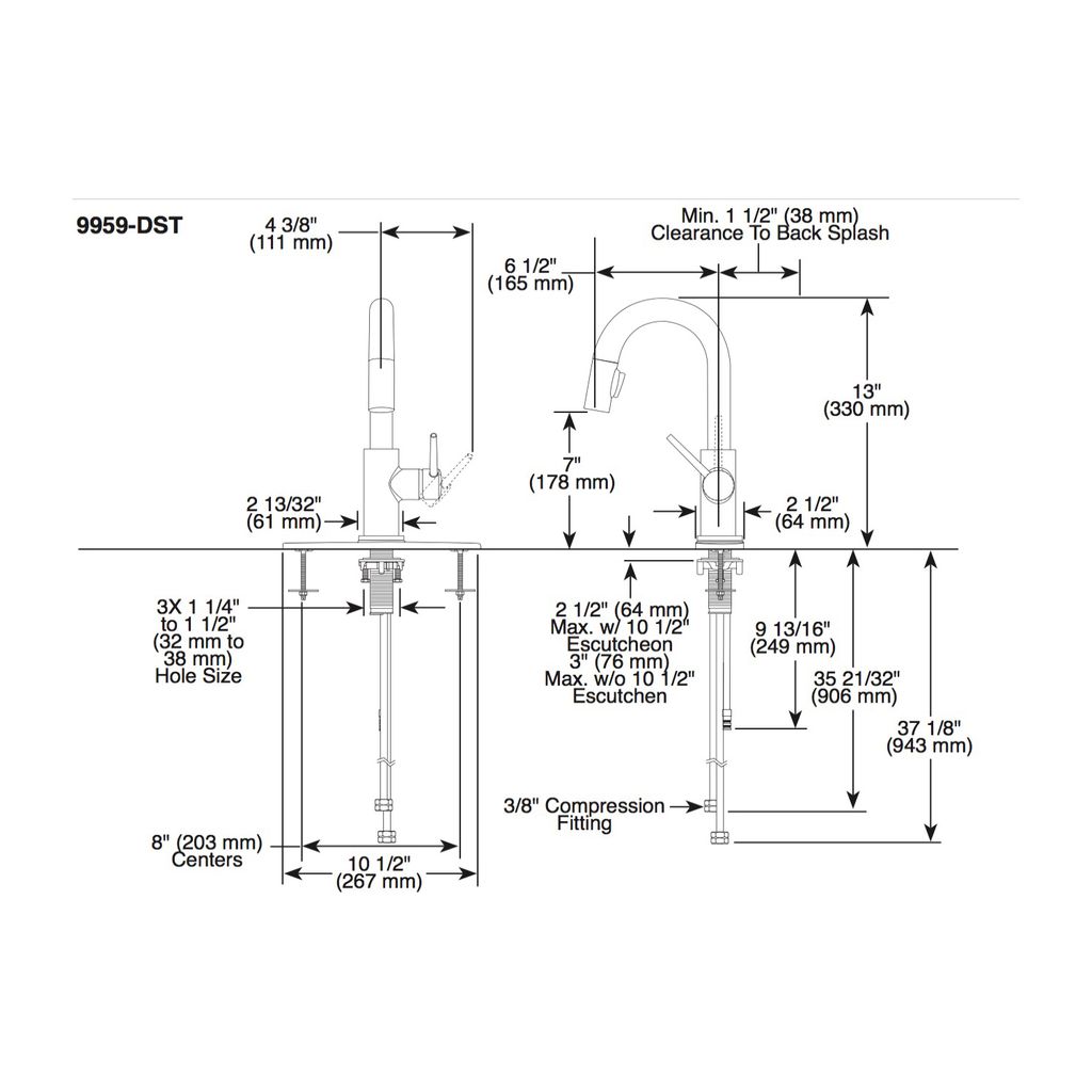 Delta 9959 Trinsic Single Handle Pull Down Bar Prep Faucet Arctic Stainless 2