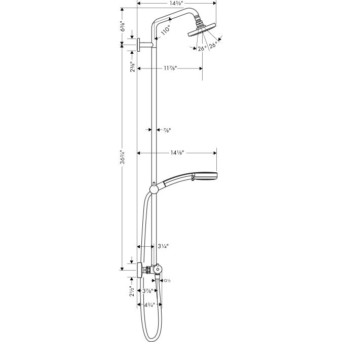 Hansgrohe 27169001 Croma 4 Spray Hand Shower And Showerhead Kit Chrome 2