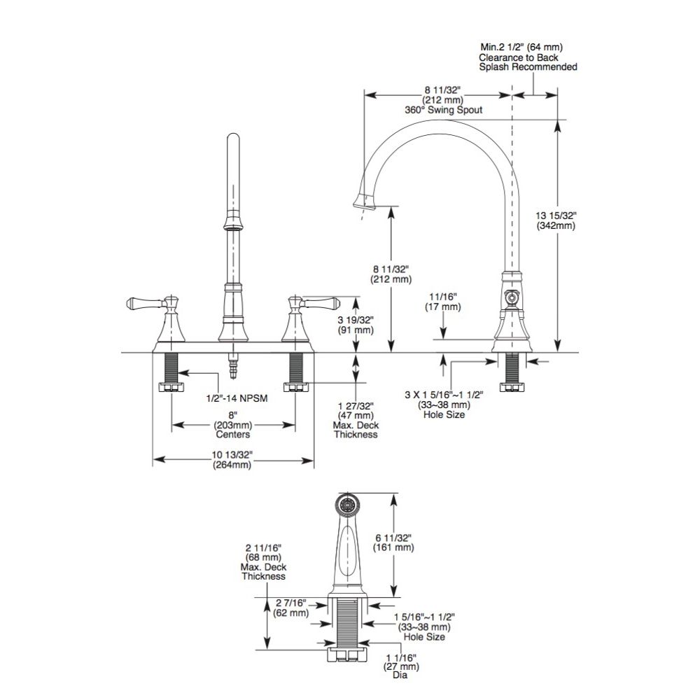 Delta 2497LF Cassidy Two Handle Kitchen Faucet With Spray Arctic Stainless 2