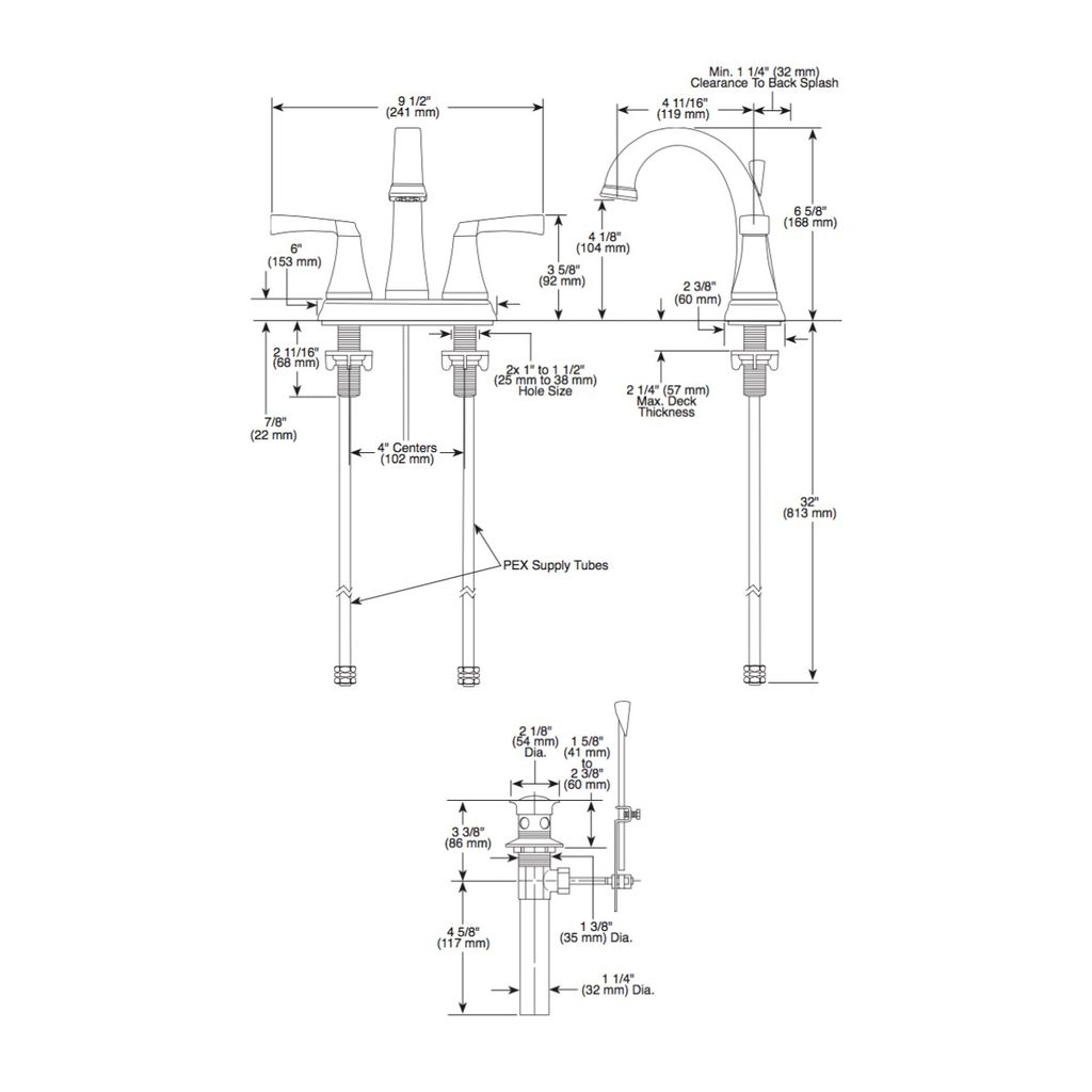 Delta 2551 Dryden Two Handle Centerset Lavatory Faucet Brilliance Stainless 2