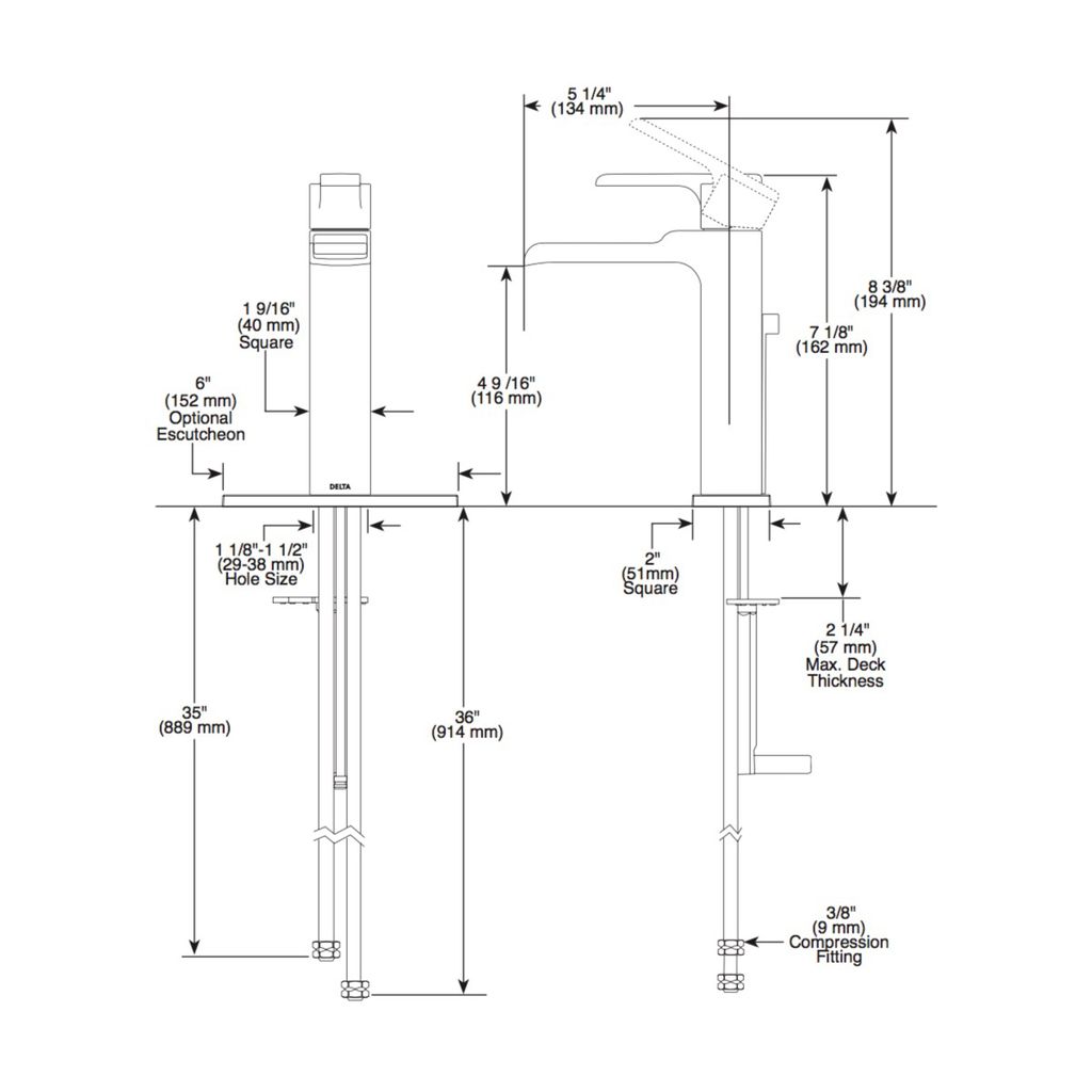 Delta 568LF Ara Single Handle Channel Lavatory Faucet Chrome 2