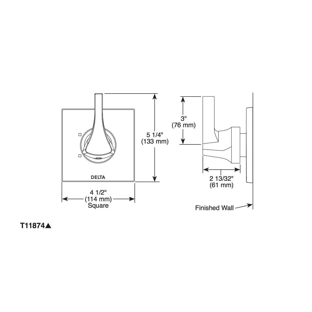 Delta T11874 Zura 3 Setting 2 Port Diverter Trim Matte Black 2