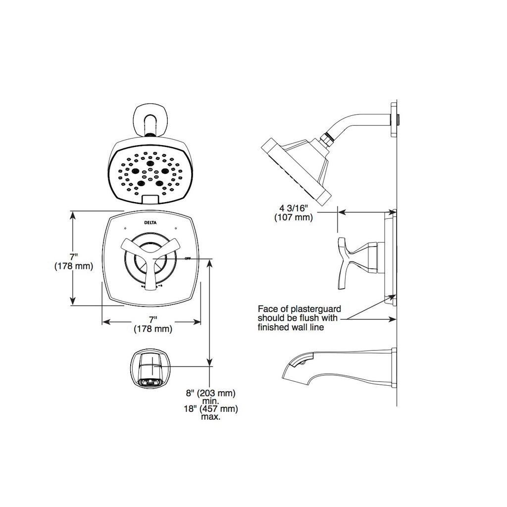 Delta Stryke T144766 14 Series Tub and Shower Matte Black 2