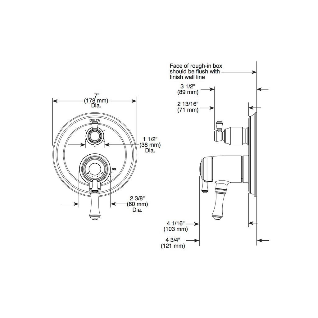 Delta T27T997 Traditional TempAssure 17T Series Valve Trim 6 Setting Diverter Stainless 2