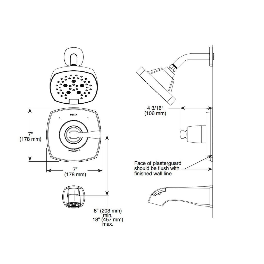 Delta T14276 Stryke 14 Series Shower Only Chrome 2