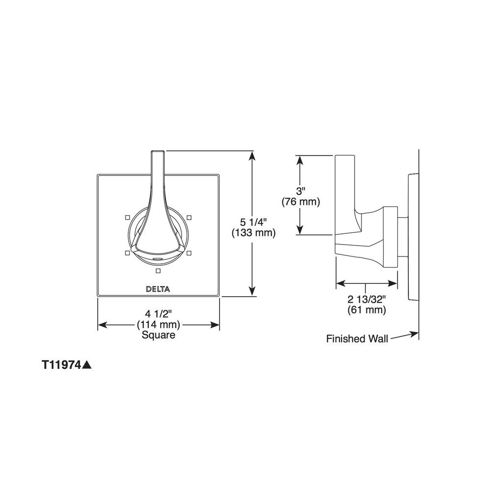 Delta T11974 Zura 6 Setting 3 Port Diverter Trim Chrome 2