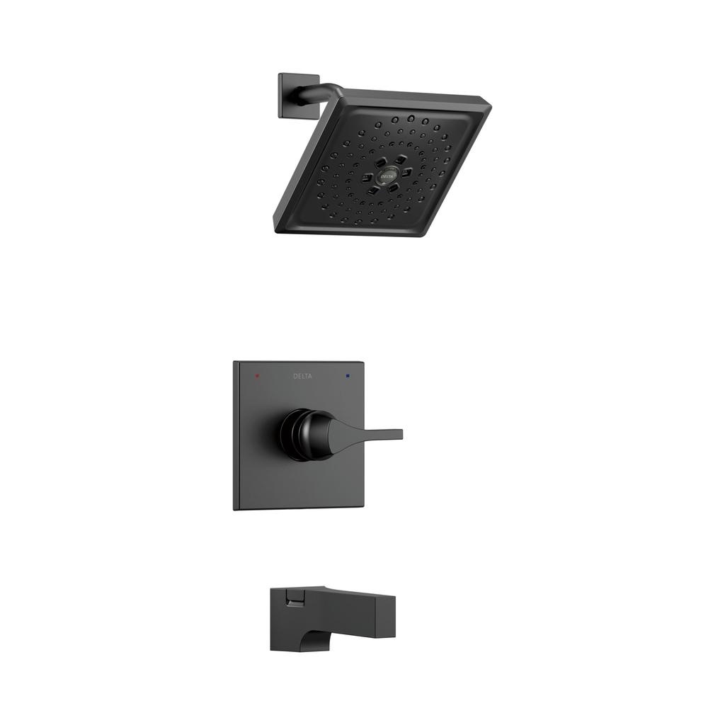 Delta T14474 Zura 14 Series Multi Choice H2Okinetic Tub Shower Trim Matte Black 1