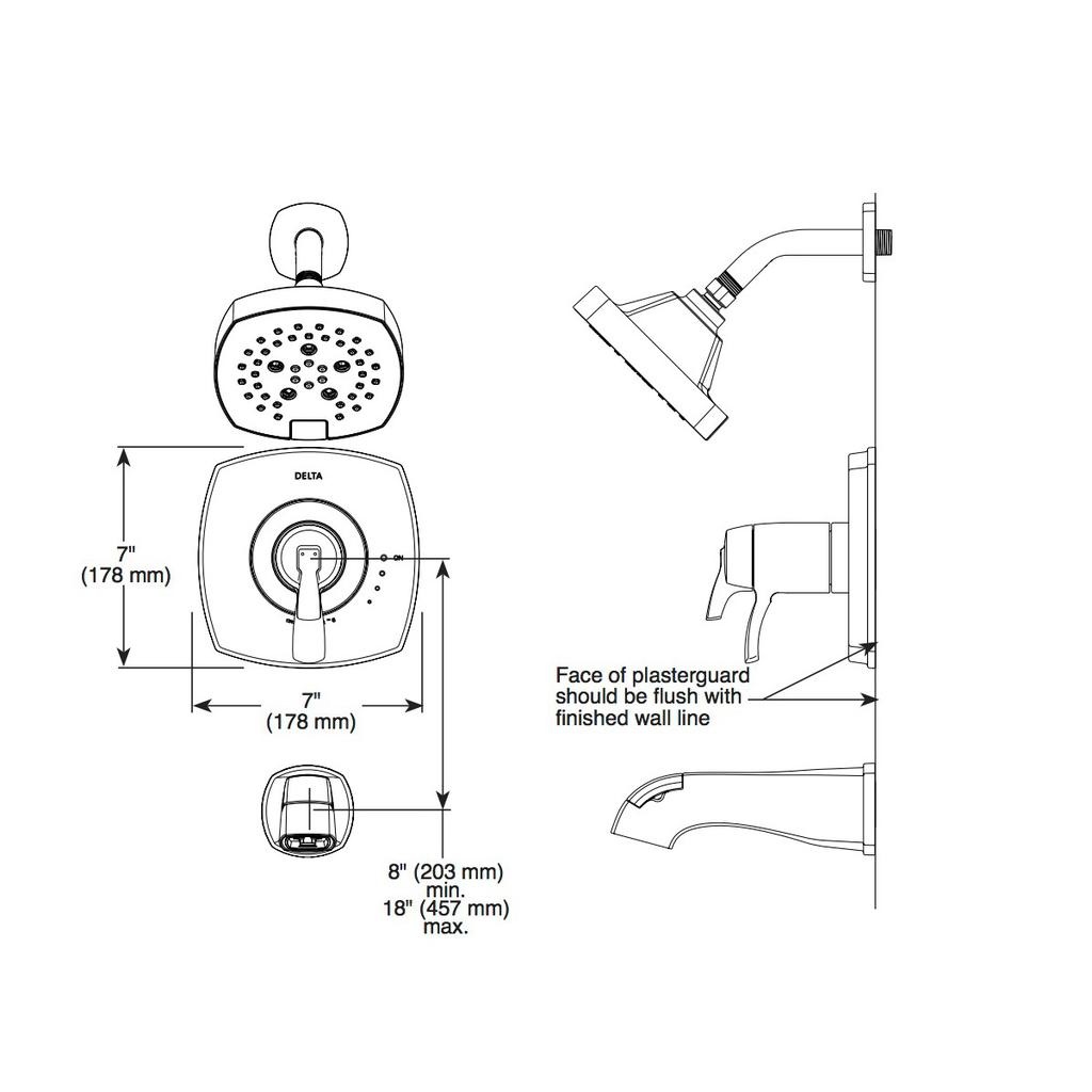 Delta T17T476 Stryke 17 Thermostatic Tub and Shower Only Stainless 2